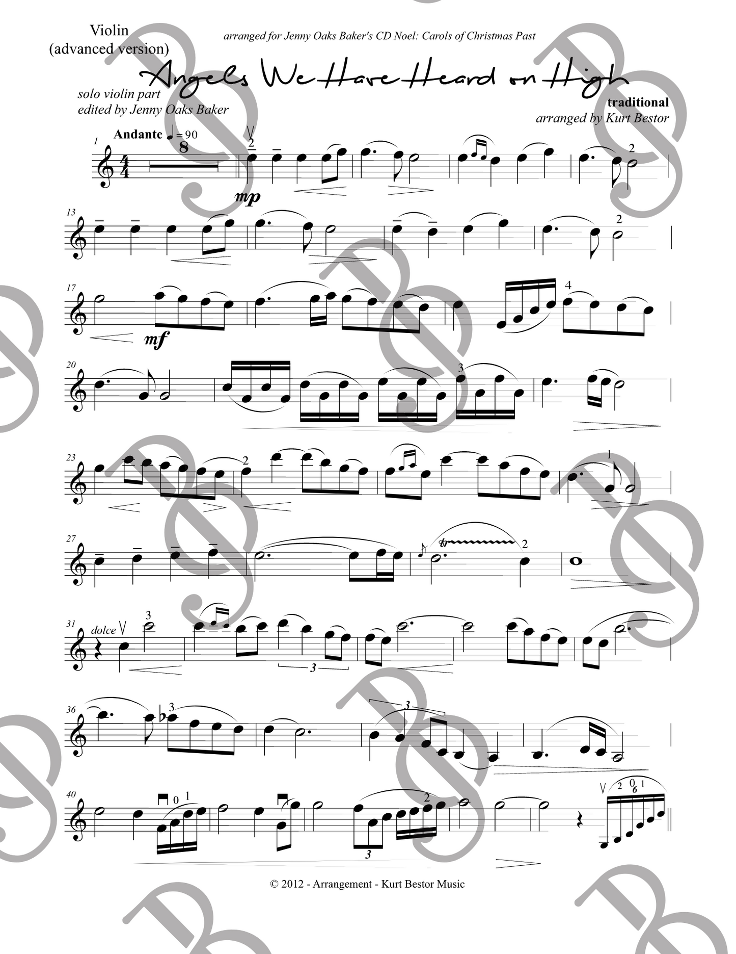 Angels We Have Heard on High Violin Sheet Music (Original)