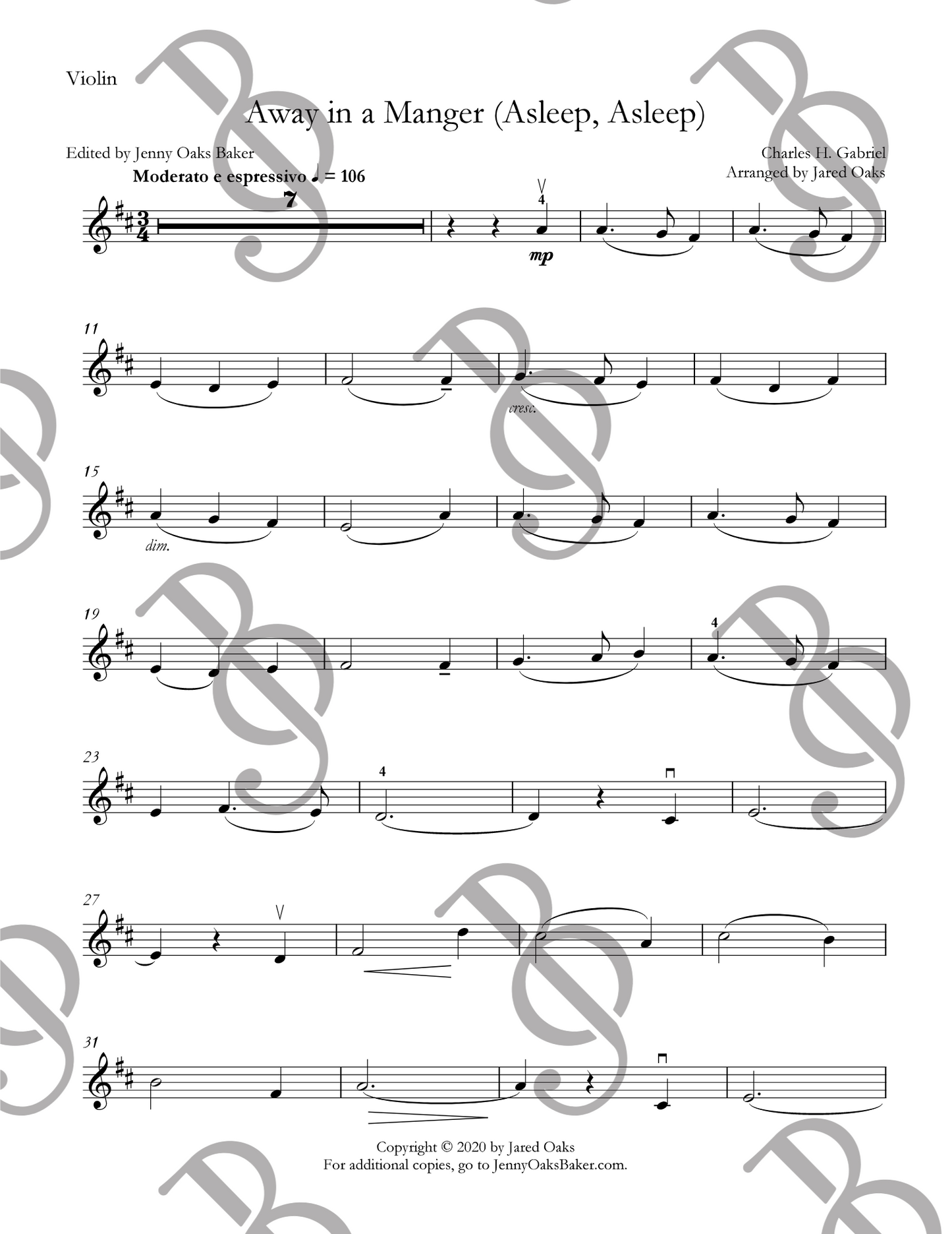 Away in a Manger ("Asleep, Asleep" Version) Violin Sheet Music