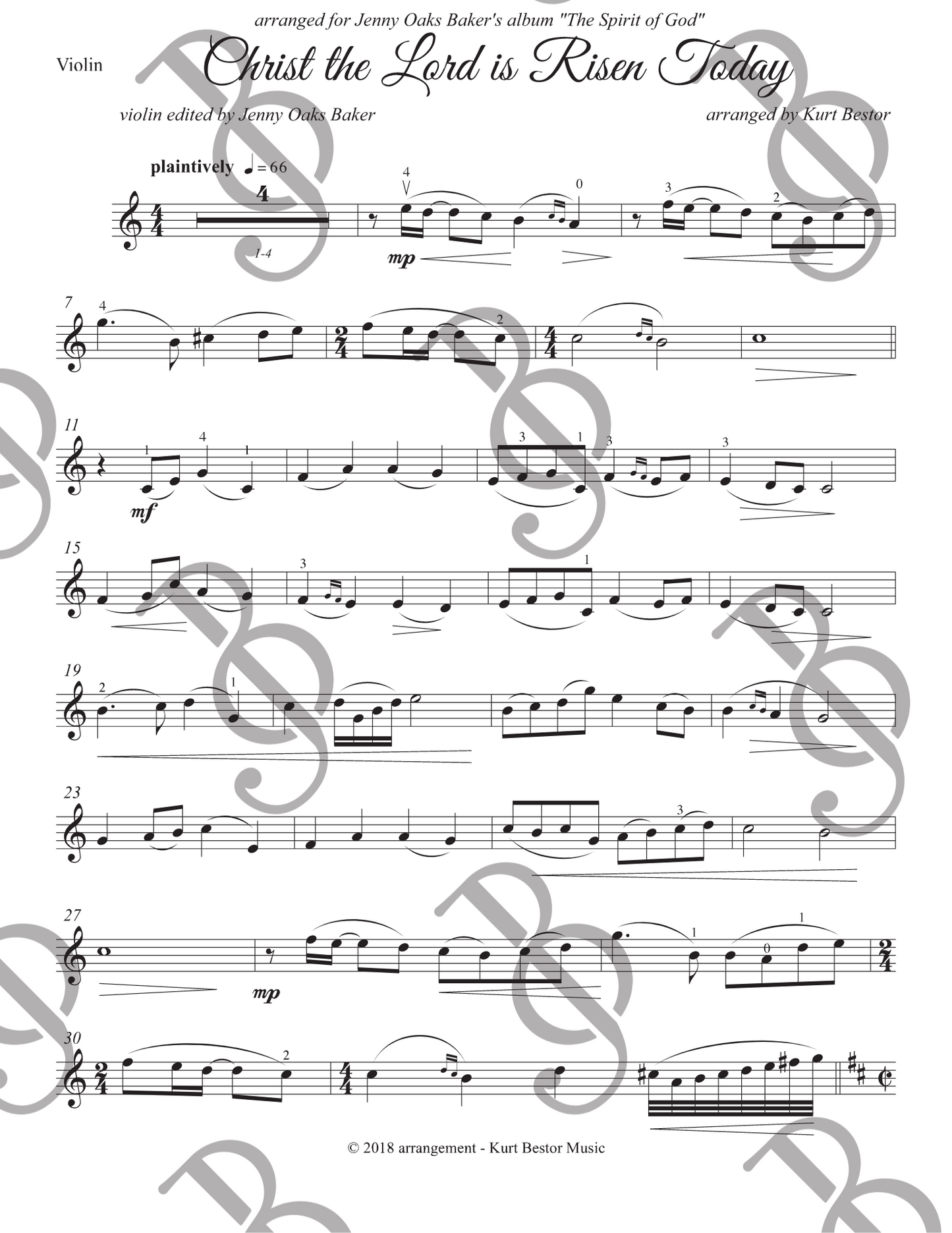 Christ the Lord is Risen Today Violin Sheet Music (Intermediate)