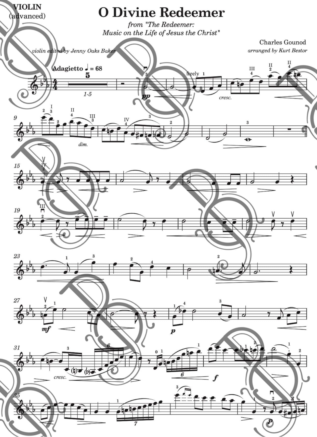 O Divine Redeemer Violin Sheet Music (Advanced)