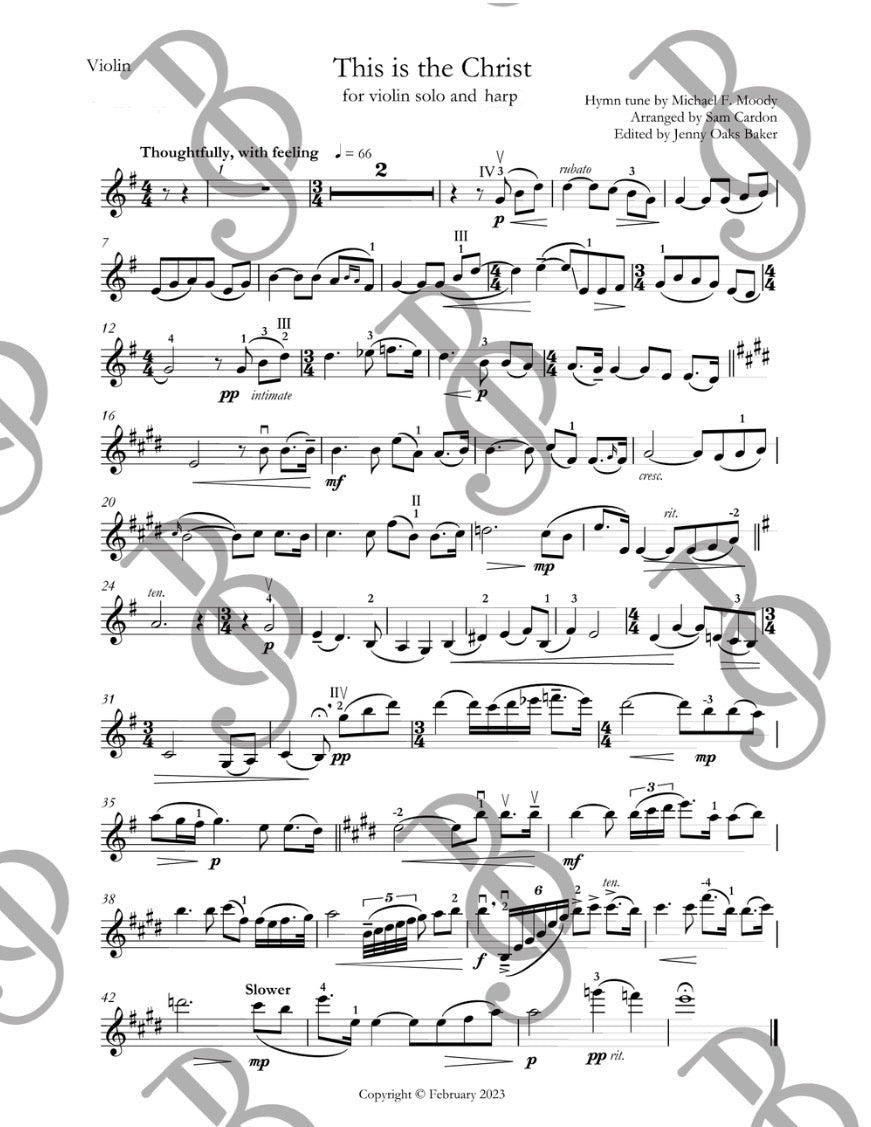 This is the Christ Violin & Harp DUET Sheet Music