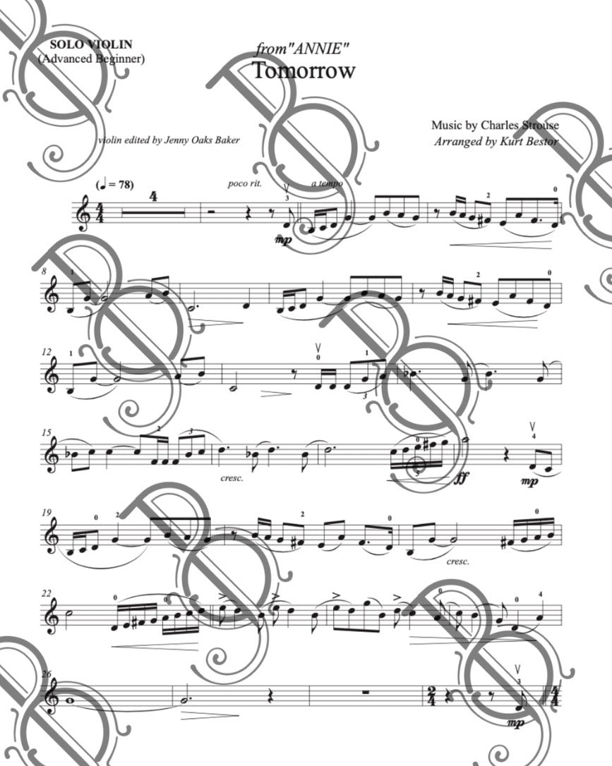 Tomorrow (Annie) Violin Sheet Music (Advanced Beginner)