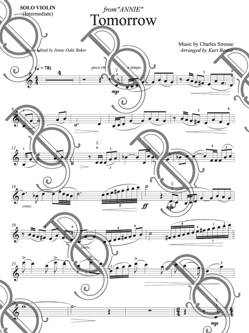 Tomorrow (Annie) Violin Sheet Music (Intermediate)