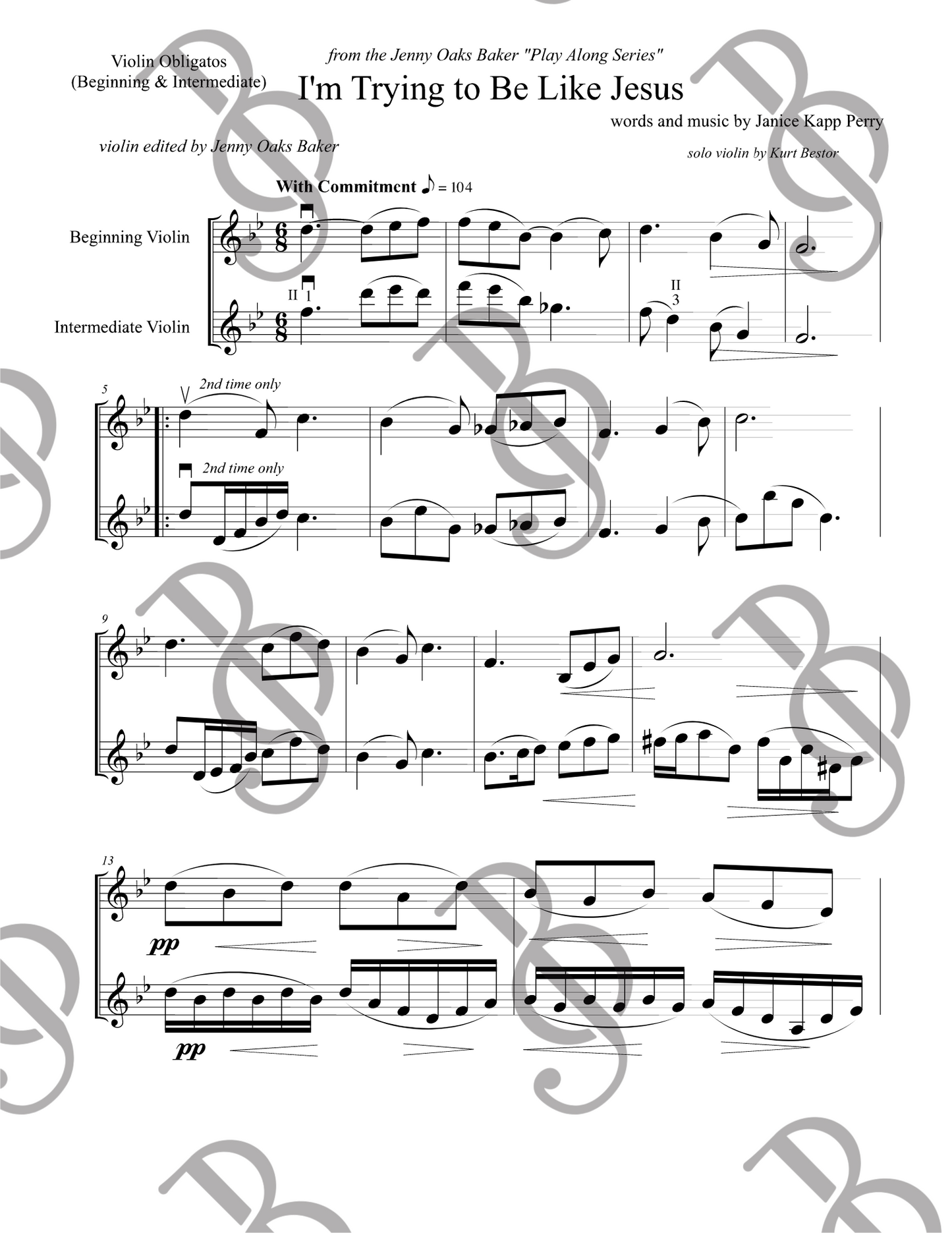 I'm Trying To Be Like Jesus Obligatos Violin Sheet Music