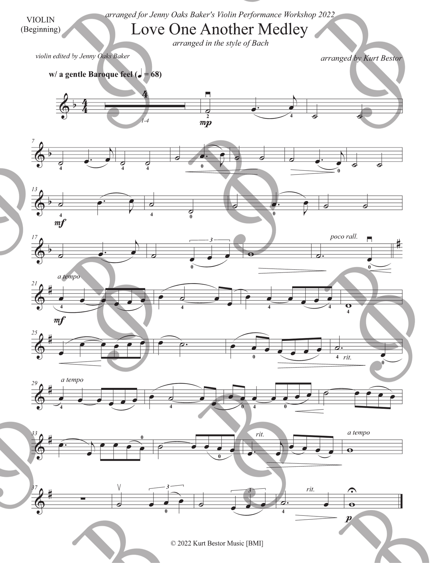 Love One Another Medley Violin Sheet Music