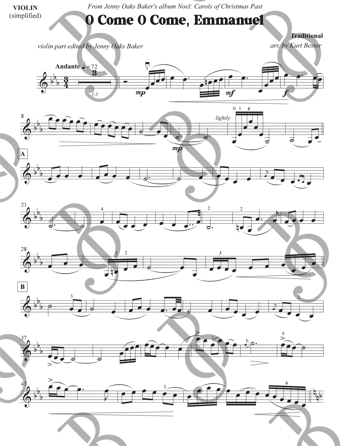 O Come O Come Emmanuel Violin & Cello DUET Sheet Music (Intermediate)