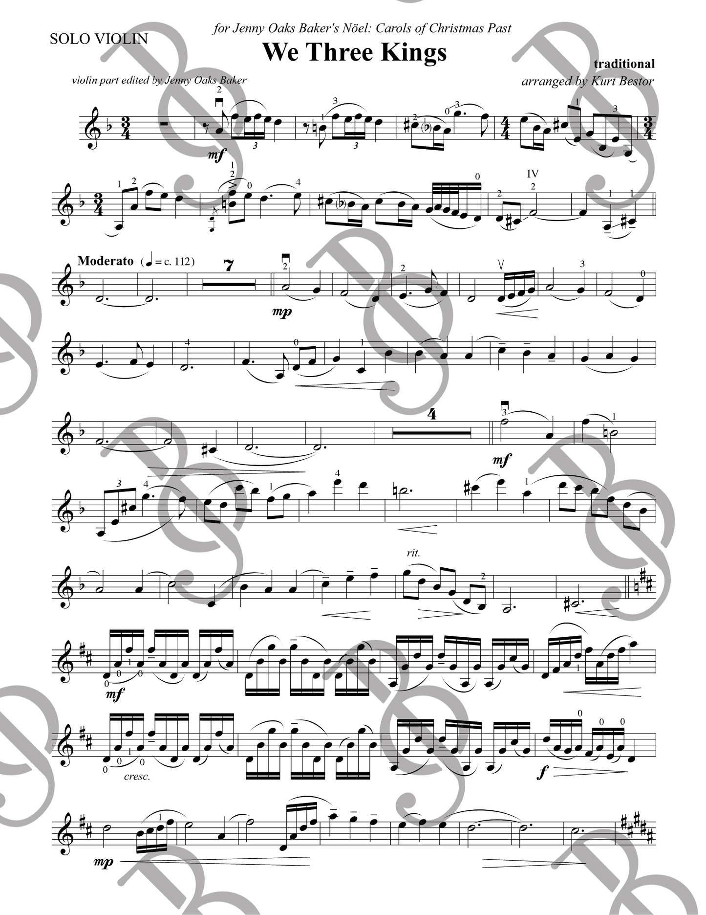 We Three Kings Violin Sheet Music (Original)