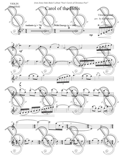 "Carol of the Bells" for Intermediate Violin