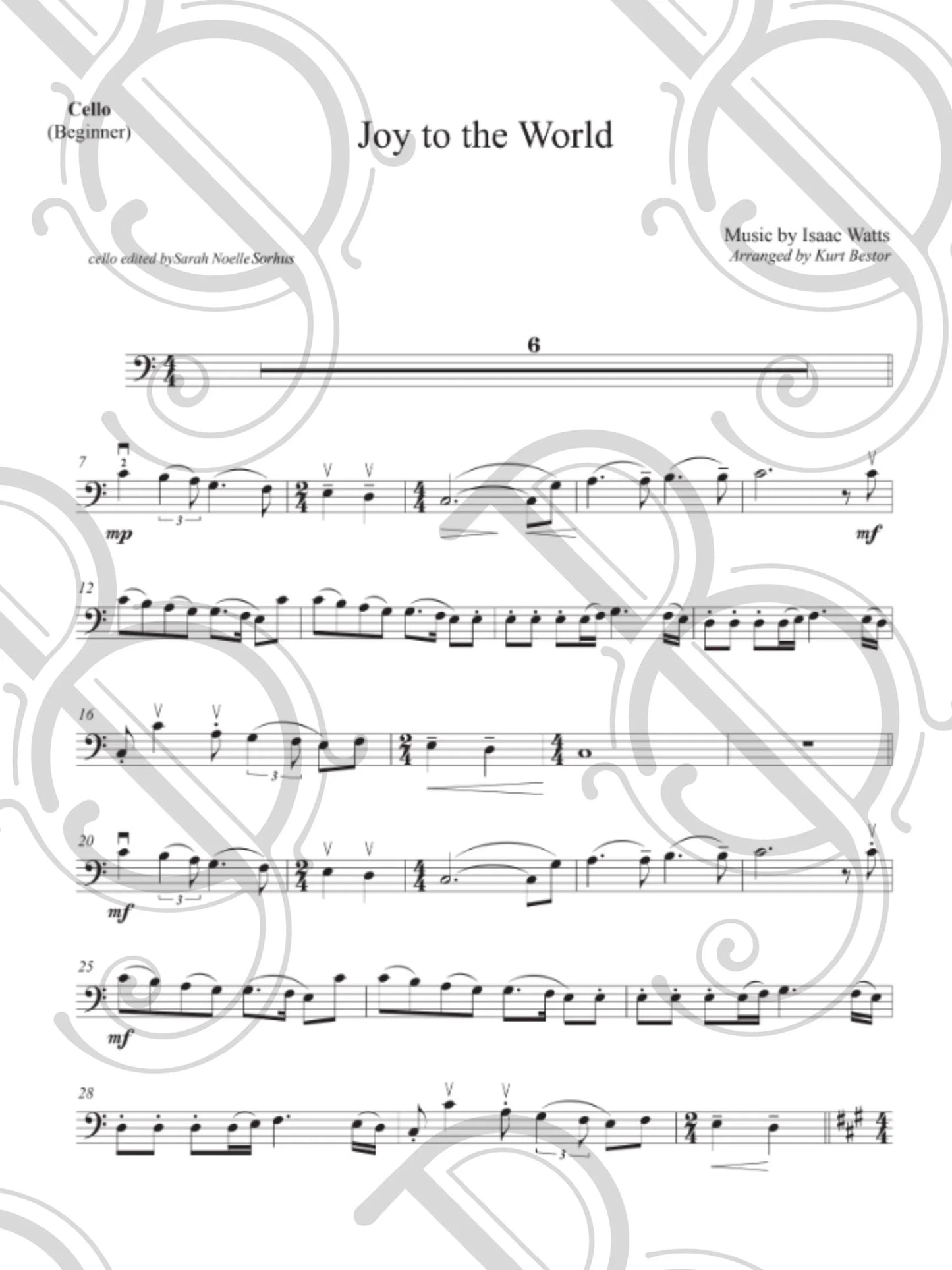 "Joy to the World" for Beginner Cello