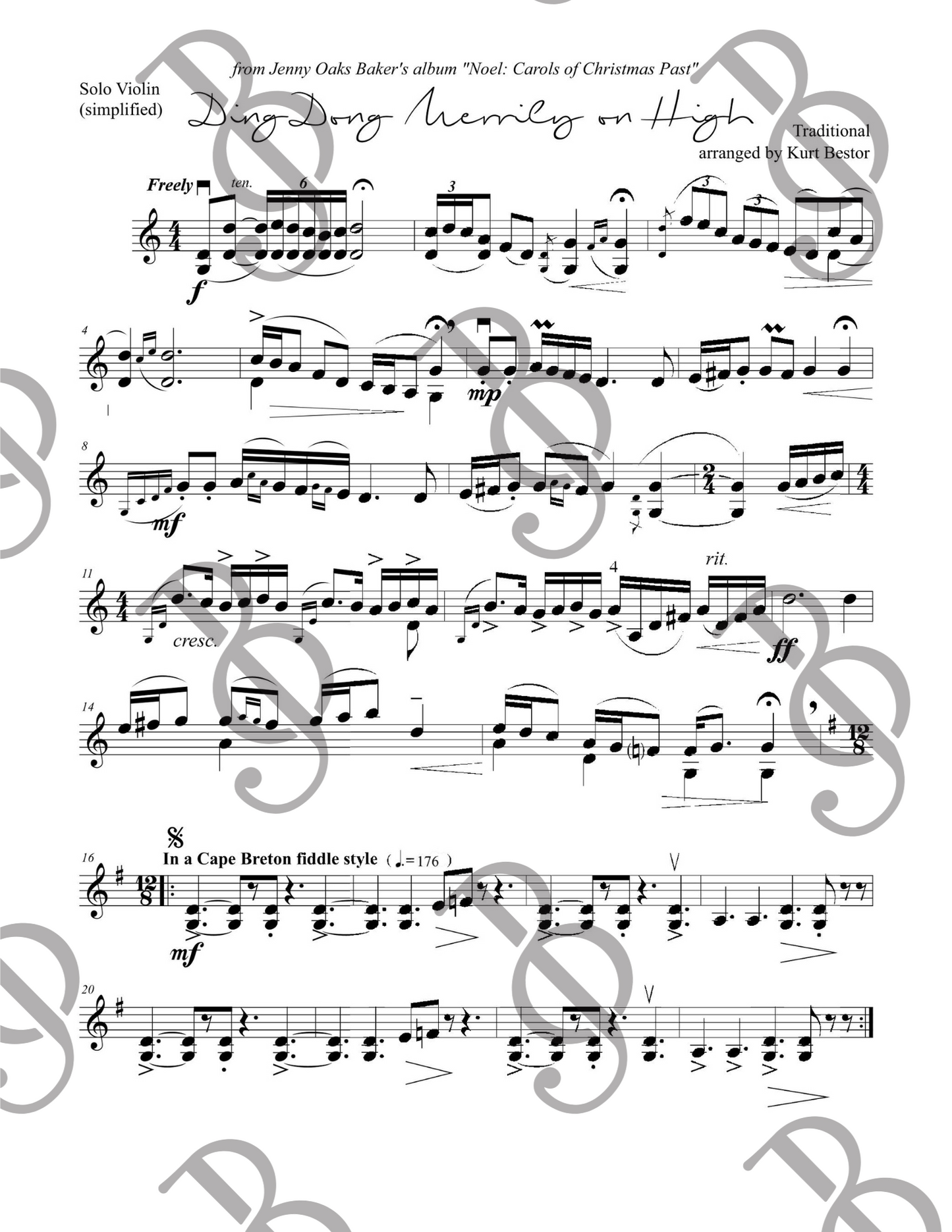 Ding Dong Merrily on High Violin Sheet Music (Intermediate)