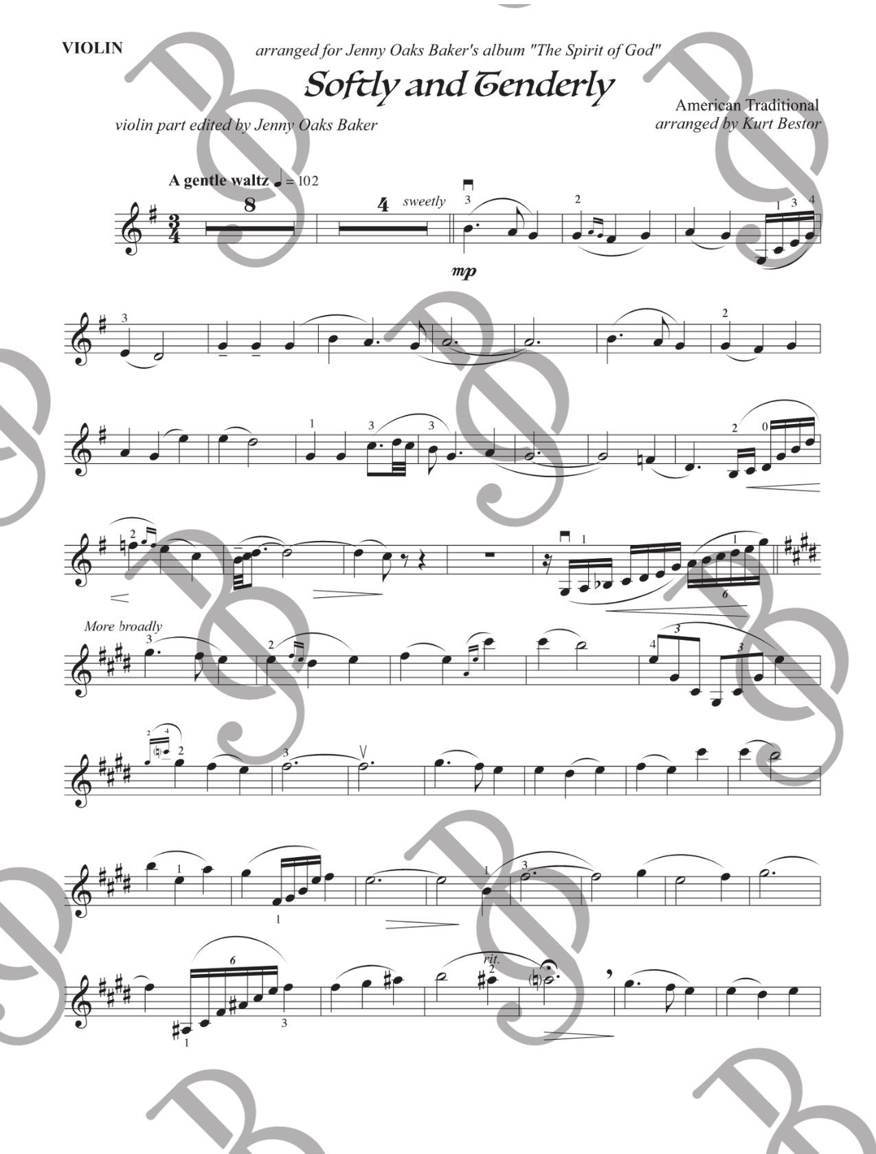 Softly and Tenderly Jesus is Calling Violin Sheet Music