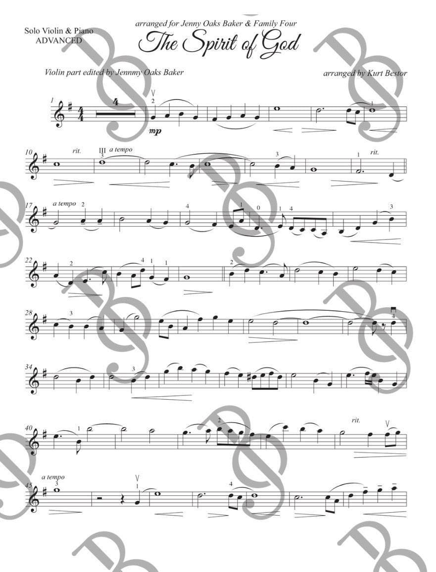 The Spirit of God Violin Sheet Music (Advanced)