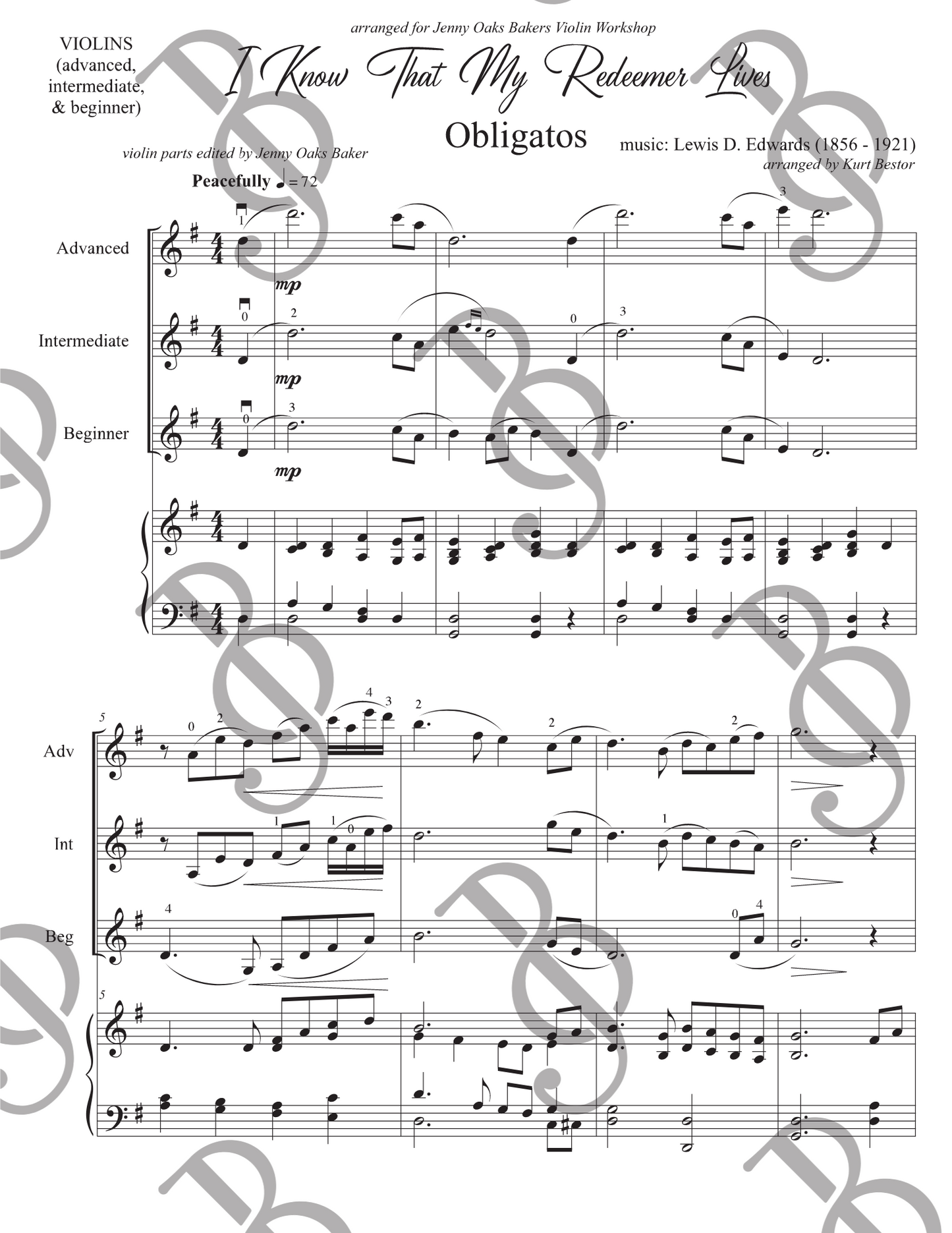 I Love to See the Temple Obligatos Violin Sheet Music (Advanced, Intermediate, Beginner)