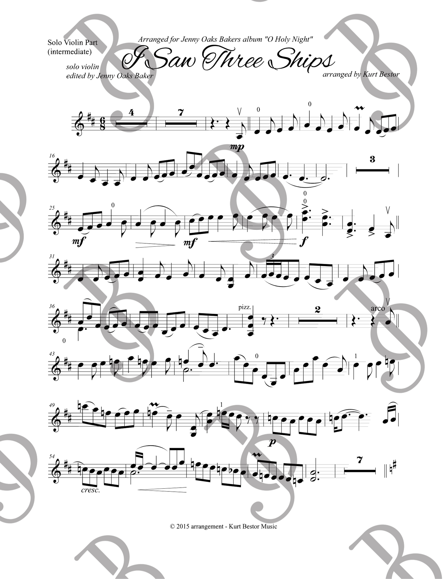 I Saw Three Ships Violin Sheet Music (Simplified)