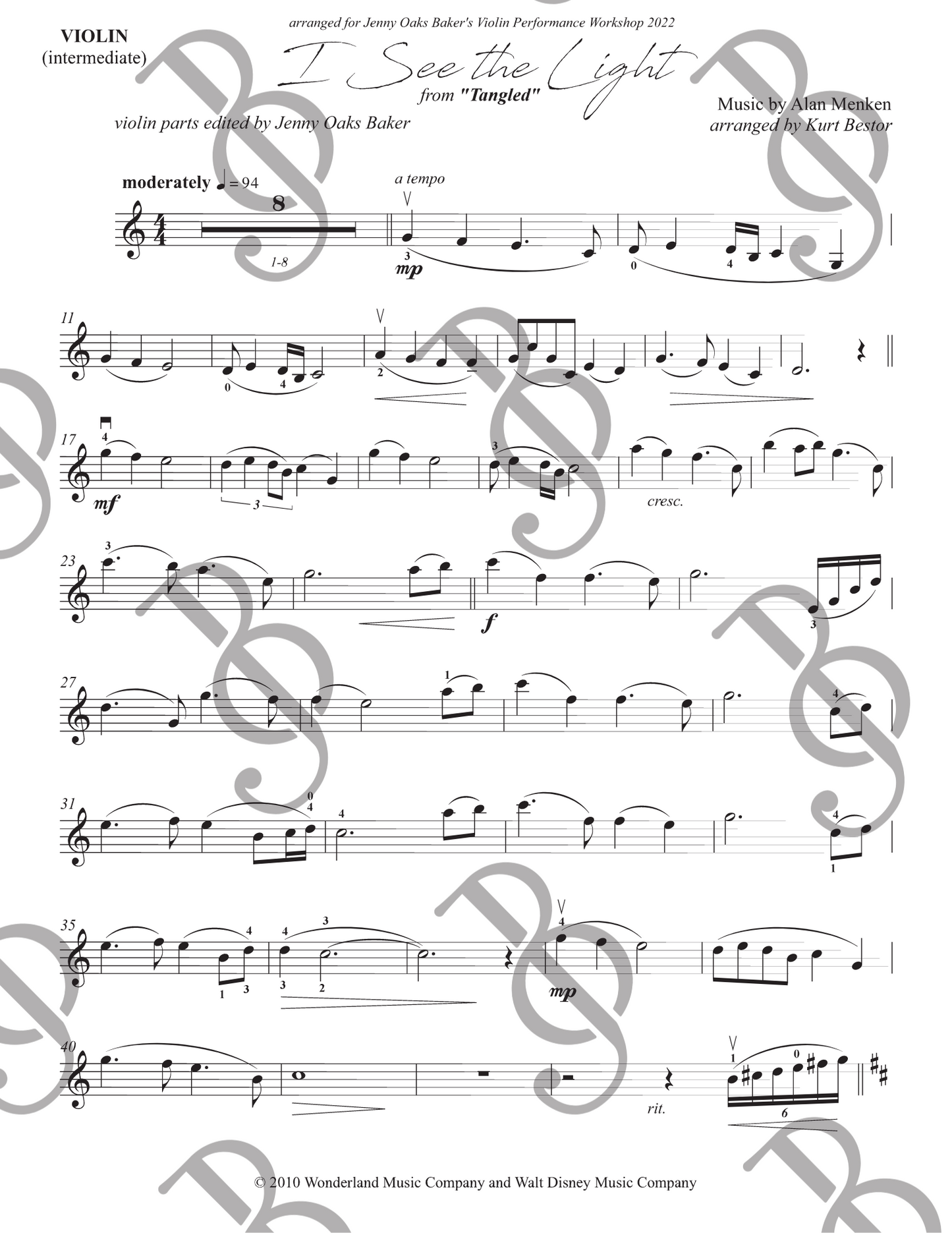 I See the Light from "Tangled" Violin Sheet Music (Intermediate)