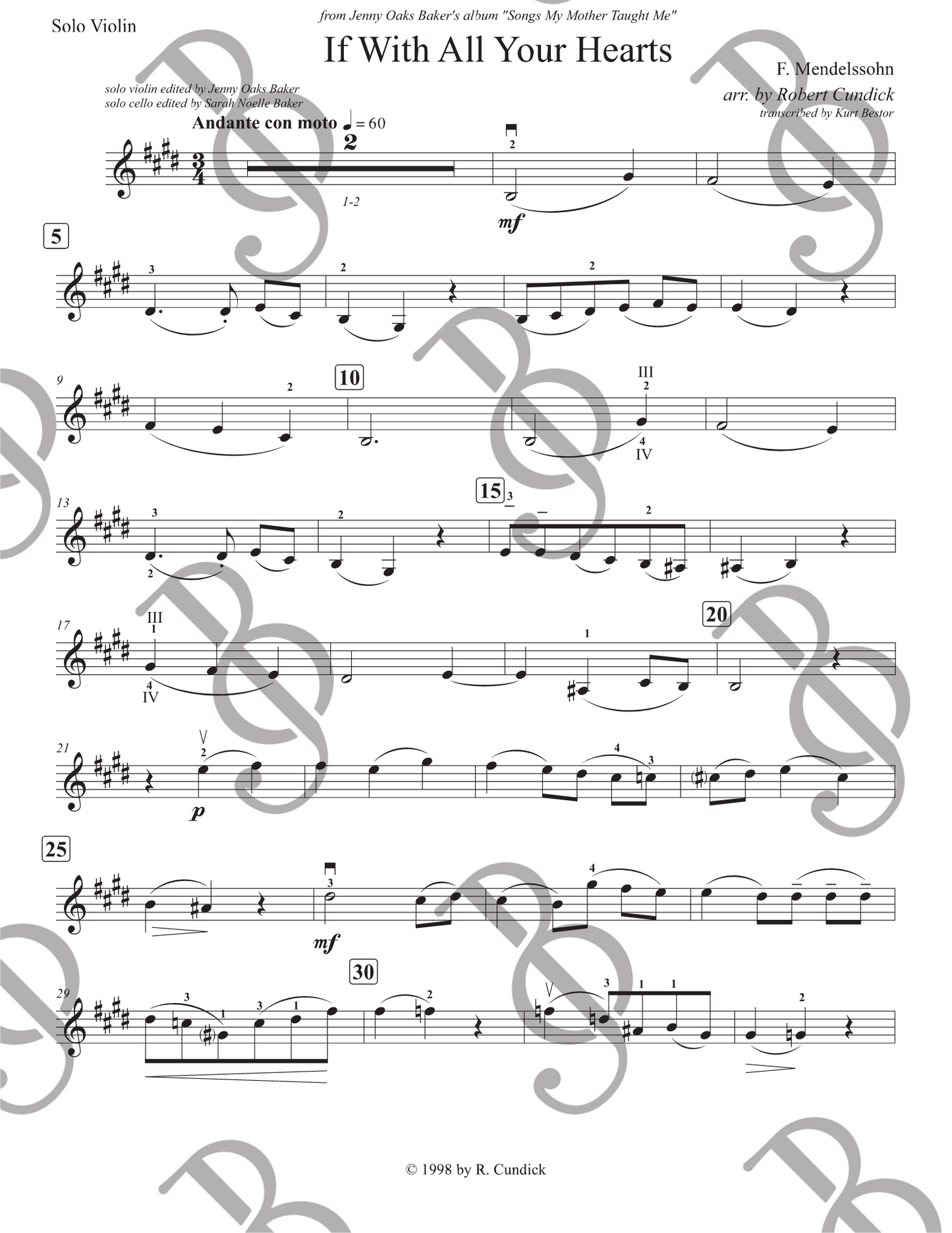 If With All Your Hearts Violin & Cello Sheet Music