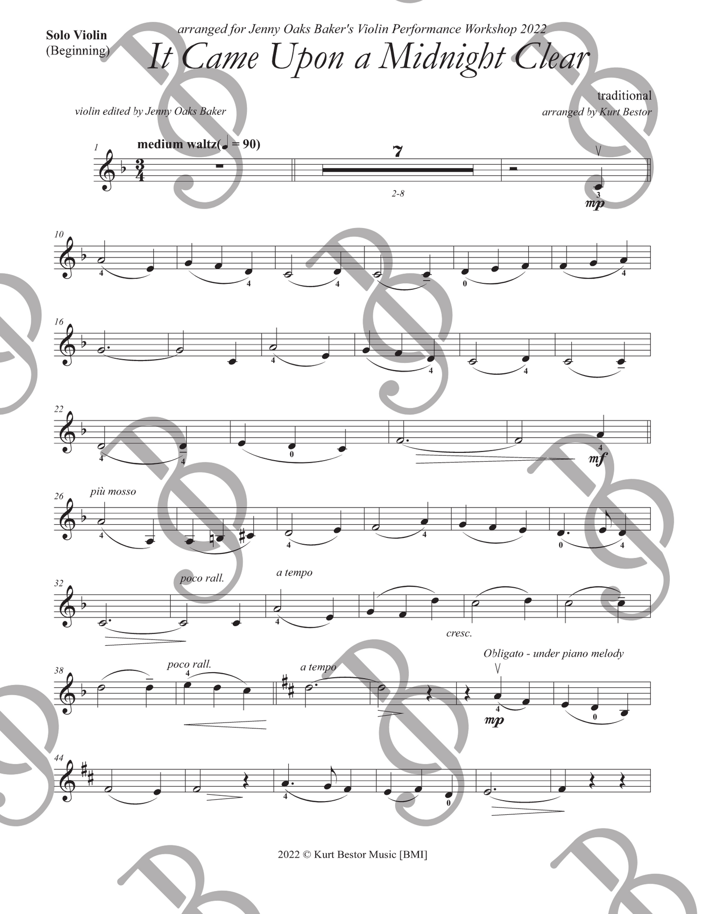 It Came Upon a Midnight Clear Violin Sheet Music
