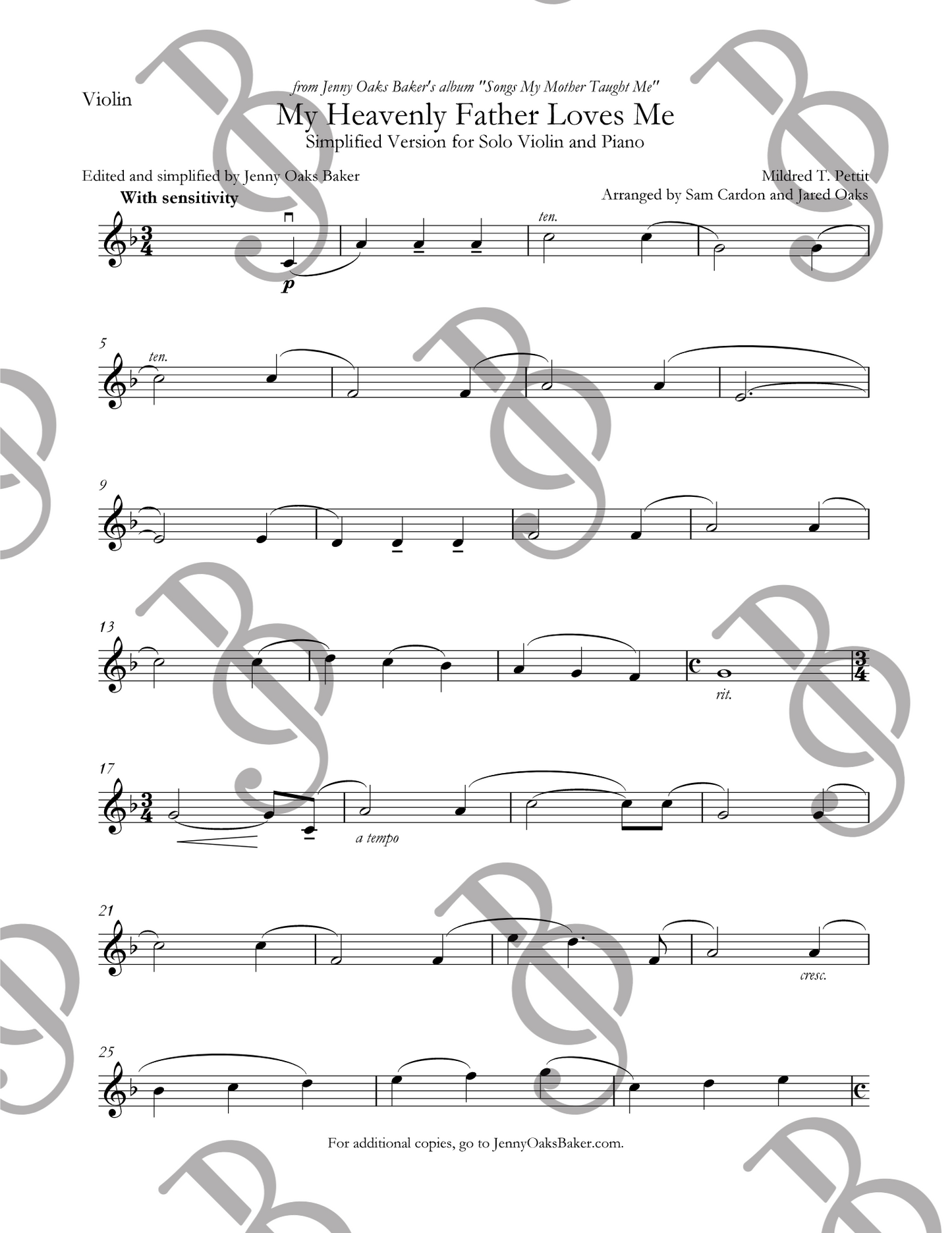 My Heavenly Father Loves Me Violin Sheet Music (Beginner)