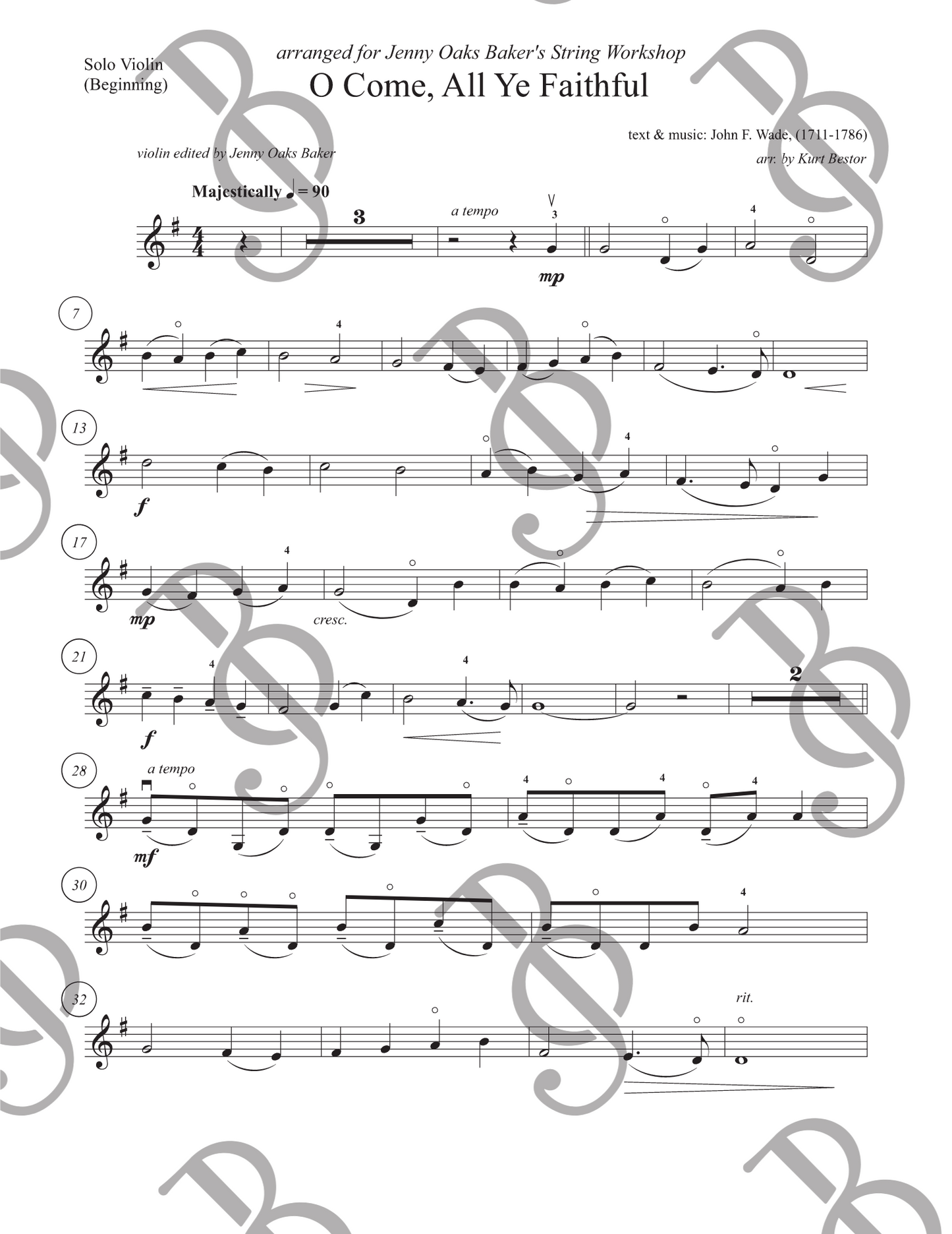 O Come All Ye Faithful Violin Sheet Music (Beginner)