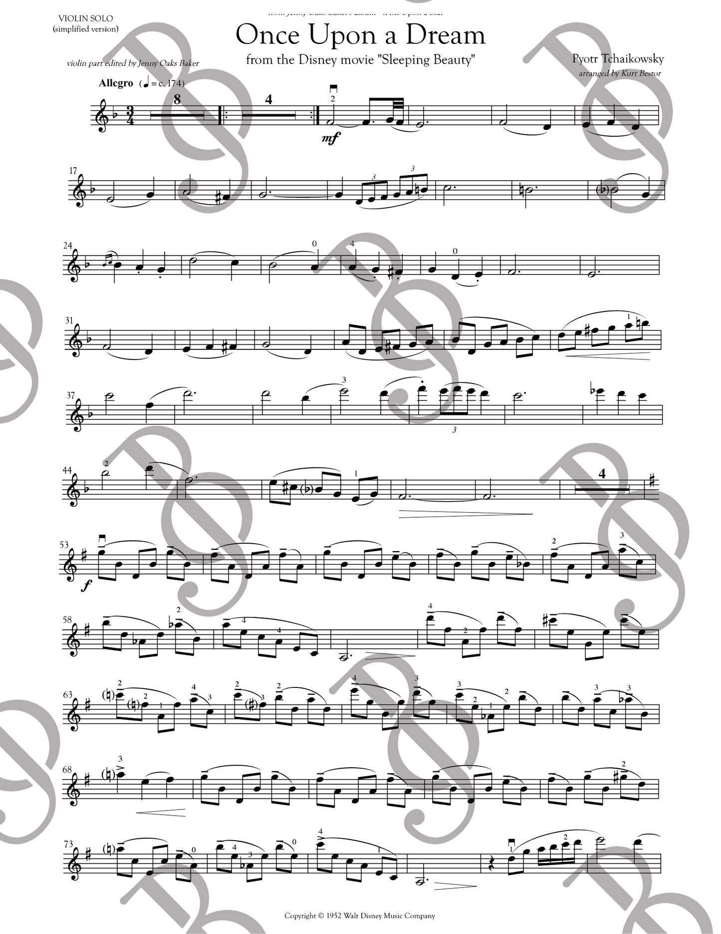 Once Upon A Dream Violin Sheet Music (Intermediate)