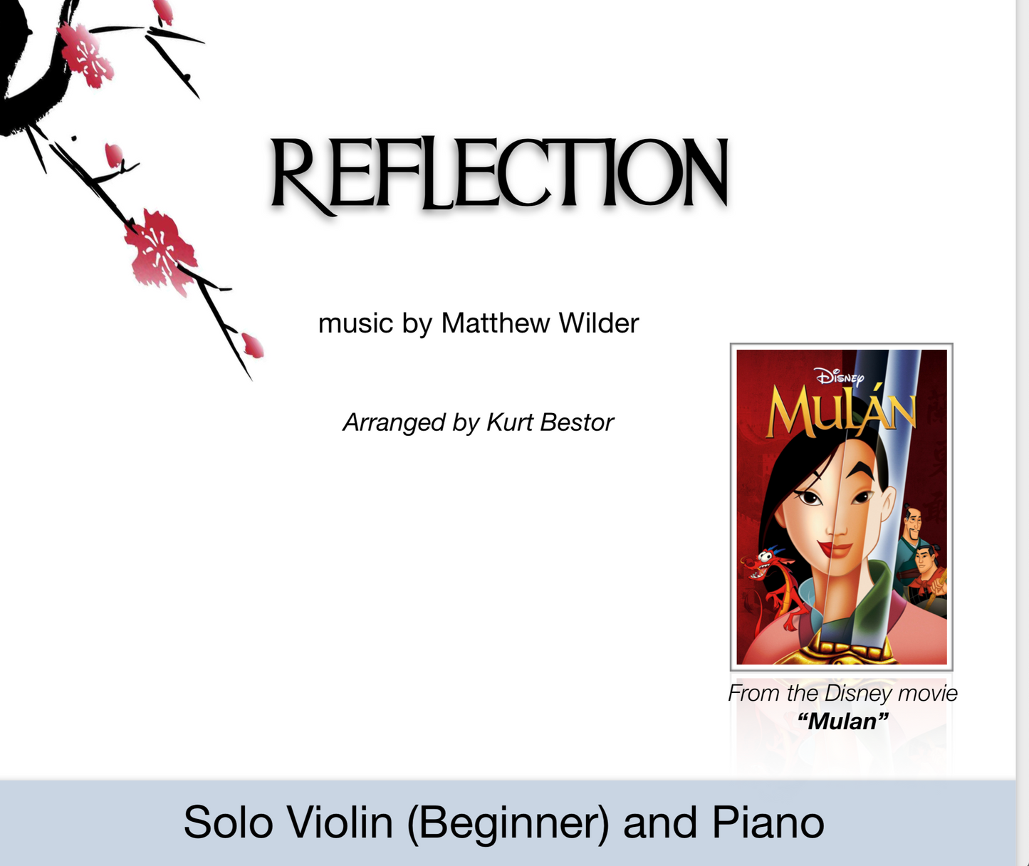 Reflection from "Mulan" Violin Sheet Music (Beginner)