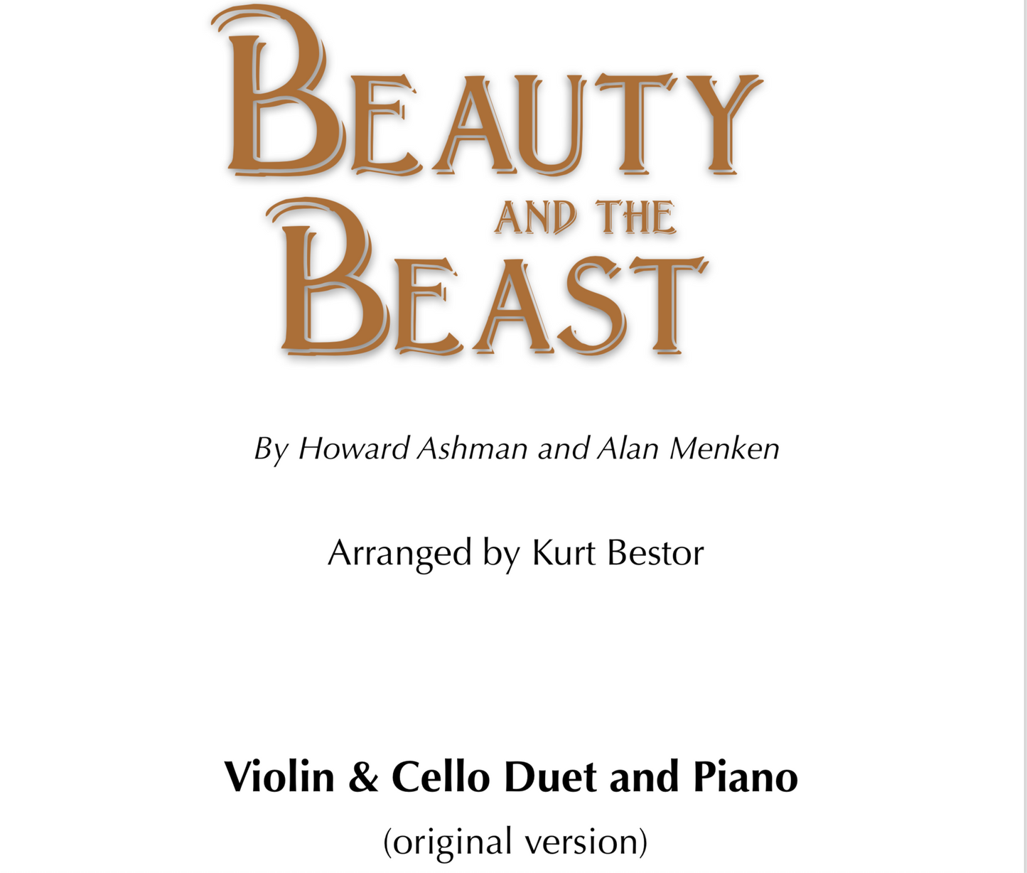 Beauty and the Beast Violin & Cello DUET Sheet Music (Advanced)