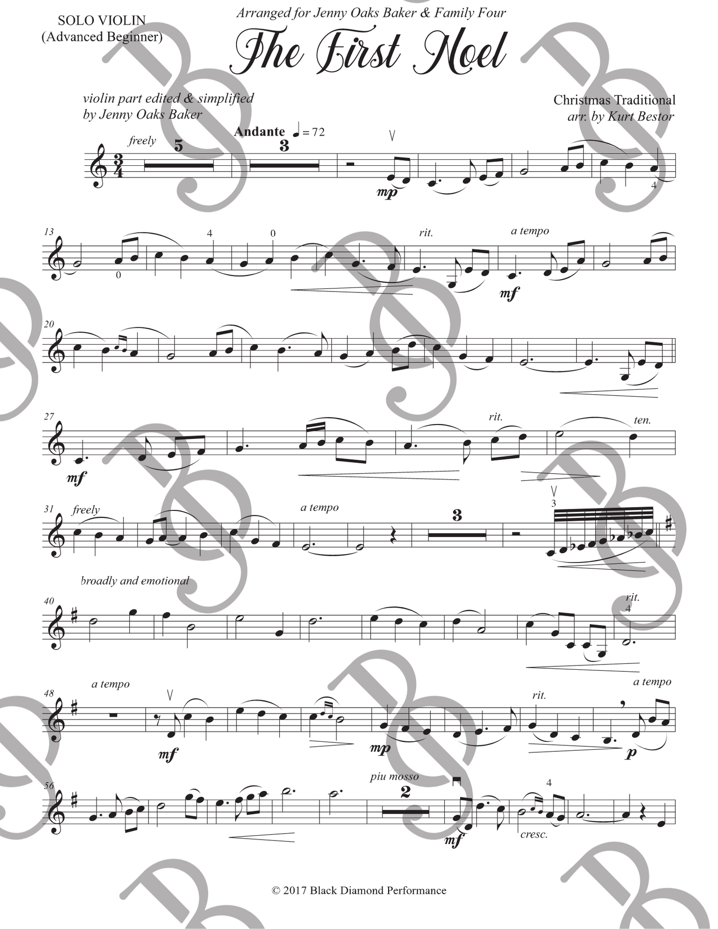 The First Noel Violin Sheet Music (Advanced Beginner)