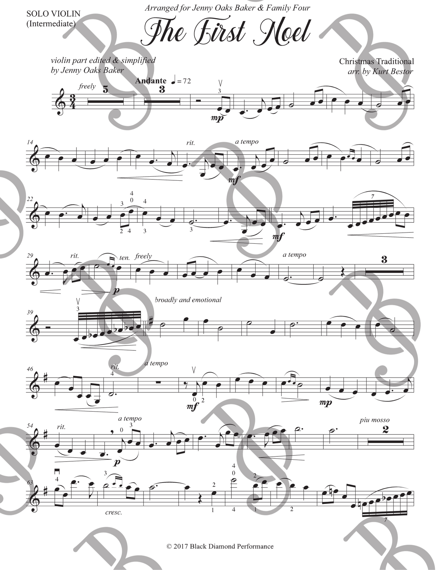 The First Noel Violin Sheet Music (Intermediate)