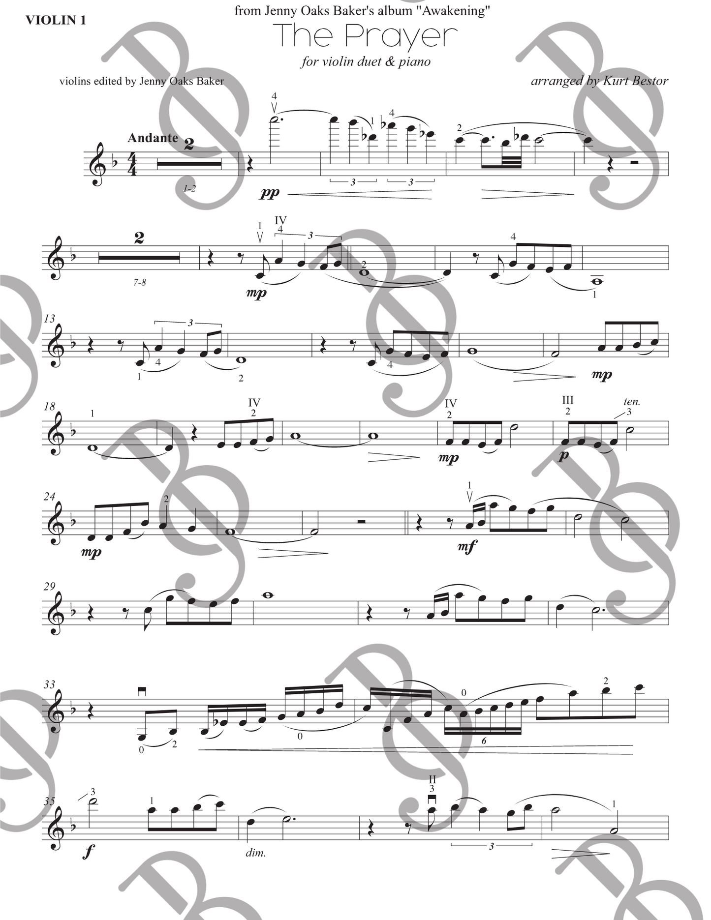 The Prayer Violin DUET Sheet Music