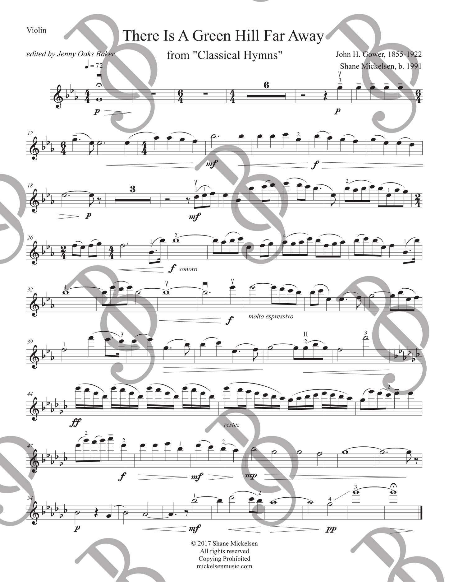 There is a Green Hill Far Away Violin Sheet Music (Original)