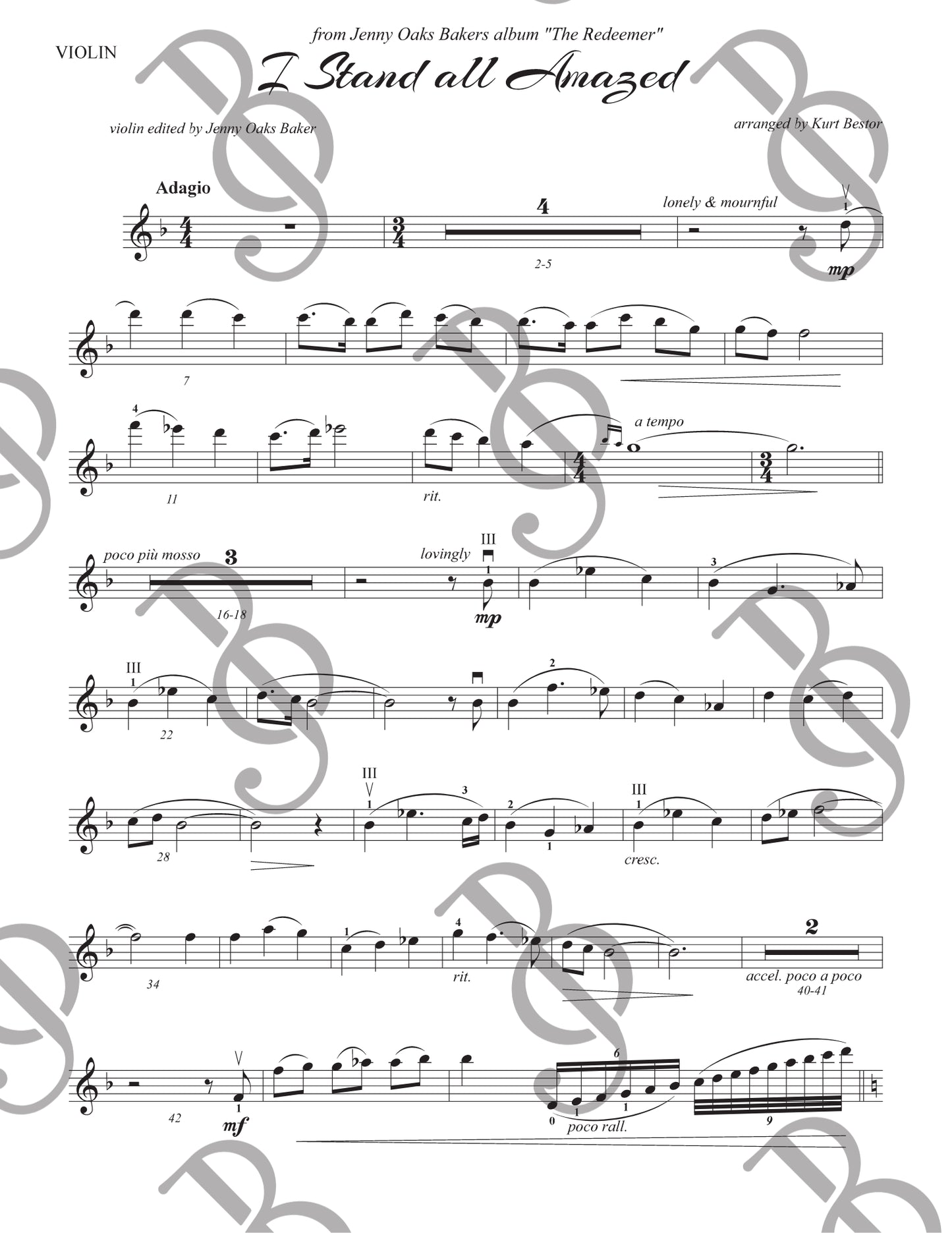 "I Stand All Amazed" for Advanced Violin (Original)