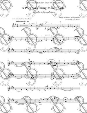 A Poor Wayfaring Man of Grief Violin Sheet Music (Advanced Beginner)