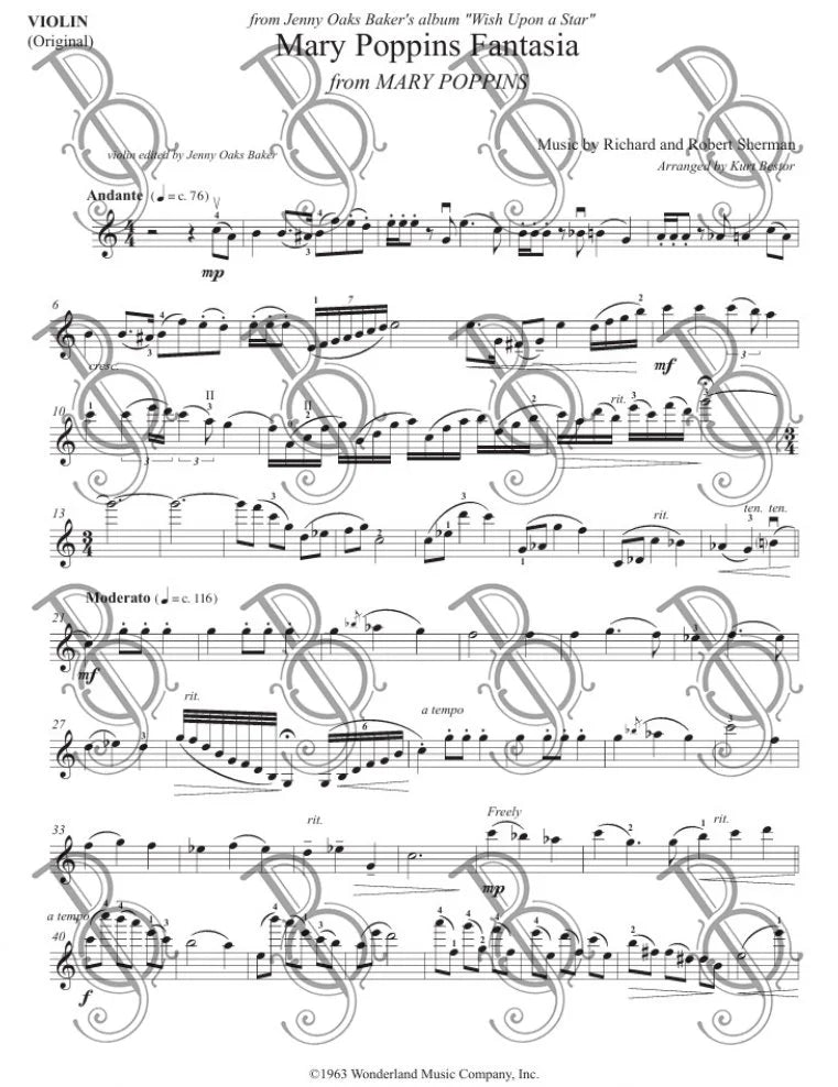 "Mary Poppins Fantasia" for Advanced Violin (Original)